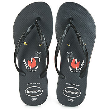 Shoes Women Flip flops Havaianas SLIM ANIMAL PRINT Black