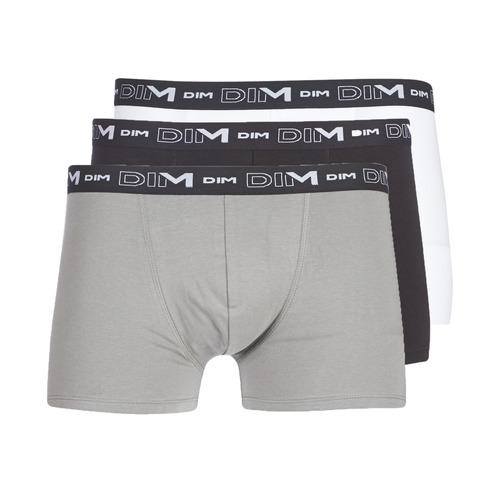 Underwear Men Boxer shorts DIM COTON STRETCH X3 Black / Grey / White