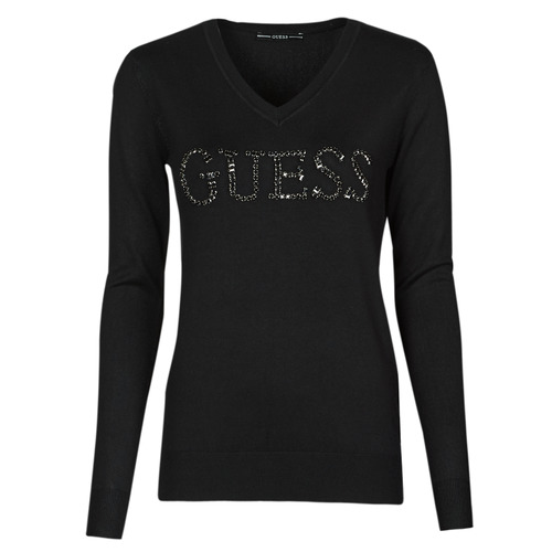 Clothing Women jumpers Guess ODETTE VN LS SWEATER Black