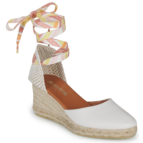 Shoes Women Espadrilles JB Martin VISALIA Nappa / Chalk / Lacets / Bonbon