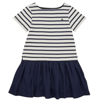 Clothing Girl Short Dresses Petit Bateau FLOUETTE White / Blue