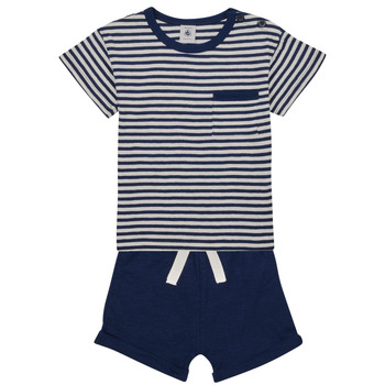 Clothing Children Sets & Outfits Petit Bateau FEUILLAGE Marine / White