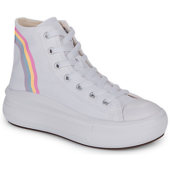 Shoes Girl High top trainers Converse CHUCK TAYLOR ALL STAR MOVE PLATFORM RAINBOW CLOUD HI White / Multicolour