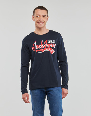 Clothing Men Long sleeved shirts Jack & Jones JJELOGO TEE LS O-NECK 2 COL AW23 SN Marine