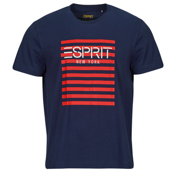 Clothing Men short-sleeved t-shirts Esprit OCS LOGO STRIPE Marine