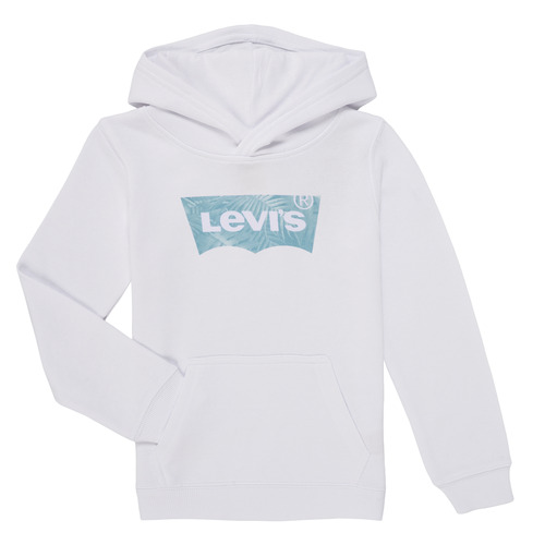 Clothing Boy sweaters Levi's PALM BATWING FILL HOODIE White / Blue