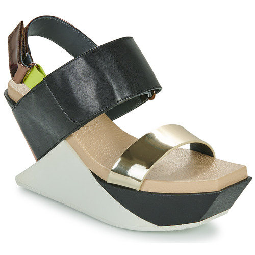 Shoes Women Sandals United nude DELTA WEDGE SANDAL Black / Multicolour