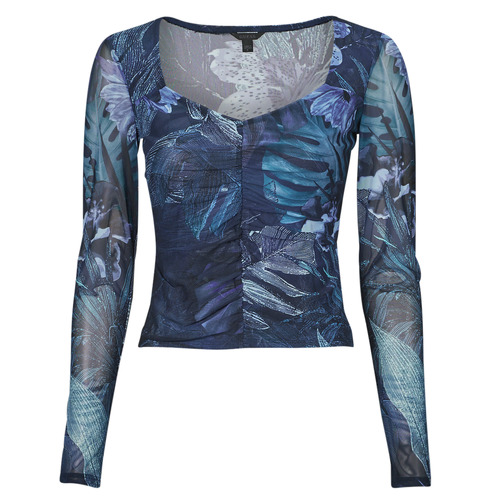 Clothing Women Blouses Guess SHIRRED REYLA MESH Multicolour