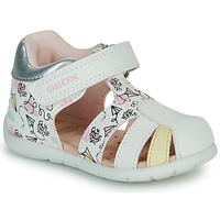 Shoes Girl Sandals Geox B ELTHAN GIRL White / Pink / Yellow