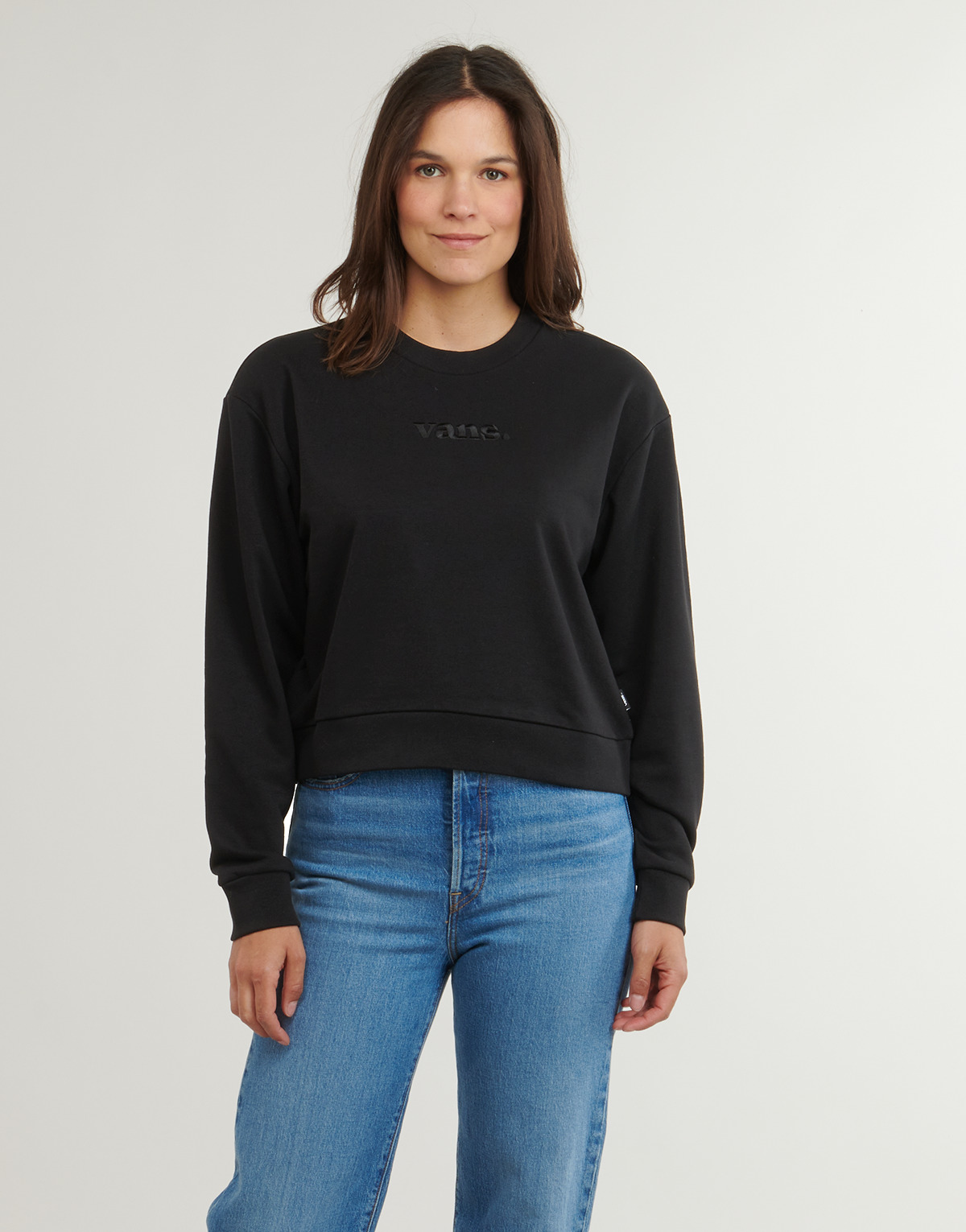 Clothing Women sweaters Vans W ESSENTIAL FT RLX CREW Black