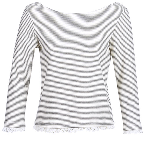 Textiel Dames T-shirts met lange mouwen Betty London KARA Wit / Marine