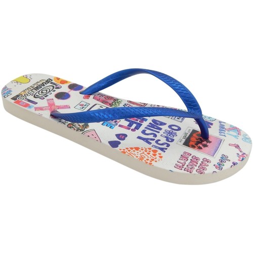 Schoenen Dames Teenslippers Brasileras Printed Socialflop Blauw