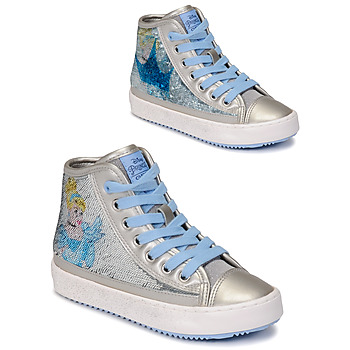 Schoenen Meisjes Hoge sneakers Geox KALISPERA Zilver / Blauw