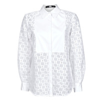 Textiel Dames Overhemden Karl Lagerfeld KL MONOGRAM LACE BIB SHIRT Wit