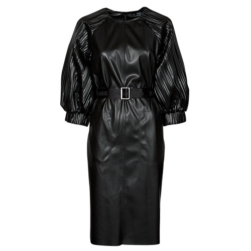 Textiel Dames Korte jurken Karl Lagerfeld FAUX LEATHER DRESS Zwart