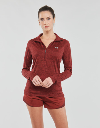 Textiel Dames T-shirts met lange mouwen Under Armour Tech 1/2 Zip - Twist Chestnut / Rood / Rood / Metaal / Zilver