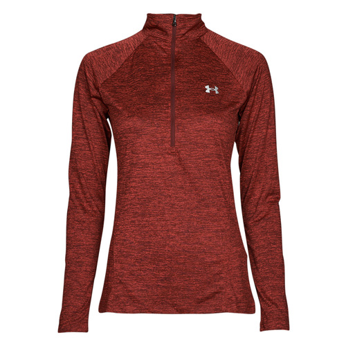 Textiel Dames T-shirts met lange mouwen Under Armour Tech 1/2 Zip - Twist Chestnut / Rood / Rood / Metaal / Zilver