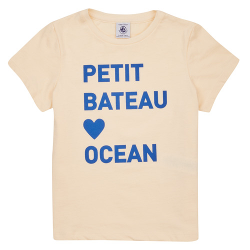 Textiel Meisjes T-shirts korte mouwen Petit Bateau FOUGUE Beige / Blauw