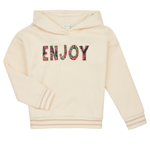 Textiel Meisjes Sweaters / Sweatshirts Name it NKFLONNA LS SWE WH BRU PS Wit