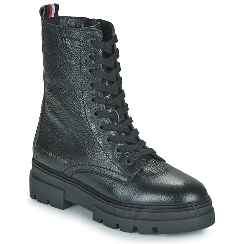 Schoenen Dames Laarzen Tommy Hilfiger MONOCHROMATIC LACE UP BOOT Zwart