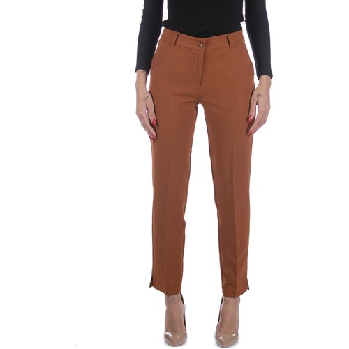 Textiel Dames Broeken / Pantalons Gaudi Pantalone Guadì Cropped Cannella Bruin