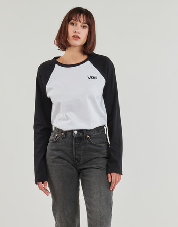 Textiel Dames T-shirts met lange mouwen Vans FLYING V EVERYDAY RAGLAN Wit / Zwart