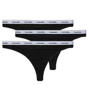 Ondergoed Dames Strings Calvin Klein Jeans THONG 3PK X3 Zwart / Zwart / Zwart