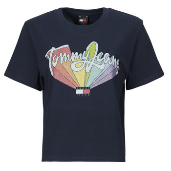 Textiel Dames T-shirts korte mouwen Tommy Jeans TJW BXY RAINBOW FLAG TEE Marine