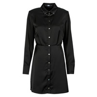 Textiel Dames Korte jurken Karl Lagerfeld karl charm satin shirt dress Zwart / Wit