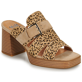 Schoenen Dames Leren slippers Mam'Zelle SIMPLE Camel / Zwart