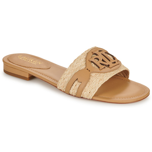 Schoenen Dames Leren slippers Lauren Ralph Lauren ALEGRA-SANDALS-SLIDE Camel / Raphia