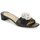 Schoenen Dames Leren slippers Lauren Ralph Lauren FAY FLOWER-SANDALS-FLAT SANDAL Zwart / Wit