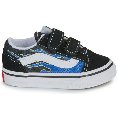 Vans Old Skool V PIXEL FLAME BLACK/BLUE Zwart / Blauw