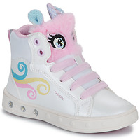 Schoenen Meisjes Hoge sneakers Geox J SKYLIN GIRL Wit / Roze