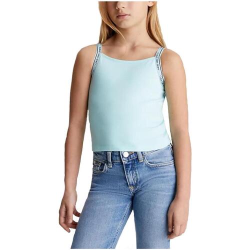 Textiel Meisjes T-shirts korte mouwen Calvin Klein Jeans  Blauw