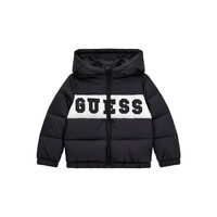 Textiel Jongens Dons gevoerde jassen Guess PADDED HOODED LS JACKET W ZIP Zwart