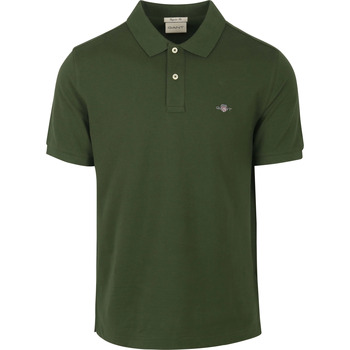 Textiel Heren T-shirts & Polo’s Gant Shield Piqué Poloshirt Donkergroen Groen