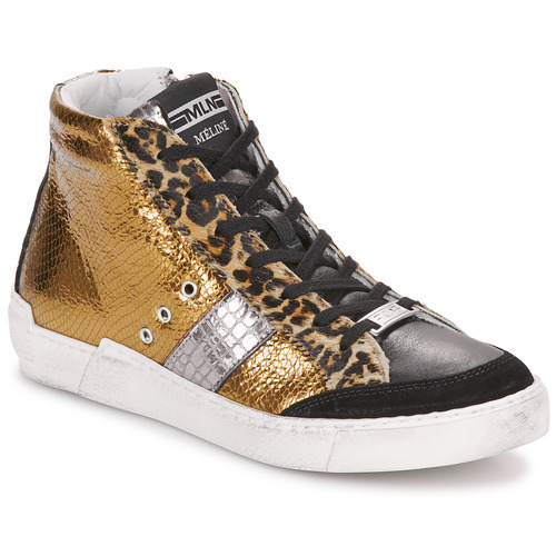 Schoenen Dames Hoge sneakers Meline  Zwart / Luipaard / Goud