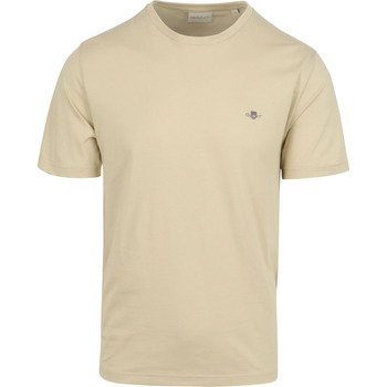 Textiel Heren T-shirts & Polo’s Gant T-shirt Shield Logo Ecru Beige