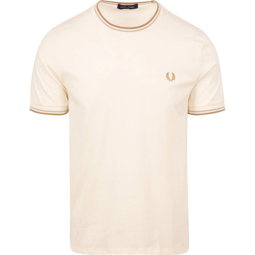 Textiel Heren T-shirts & Polo’s Fred Perry Twin Tipped T-shirt Off White Beige