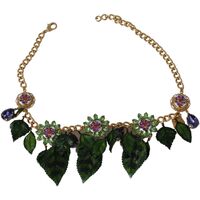 Horloges & Sieraden Dames Kettingen D&G Messing Crystal Flower Pendant Ketting Goud