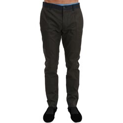 Textiel Heren Broeken / Pantalons D&G Gestreepte slim fit broek gemaakt in Italie Grijs