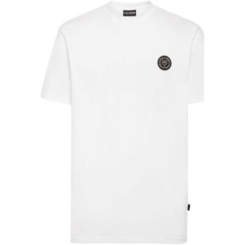 Textiel Heren T-shirts & Polo’s Philipp Plein Sport Plastic Plaque Scratch Logo Katoenen T-Shirt Wit