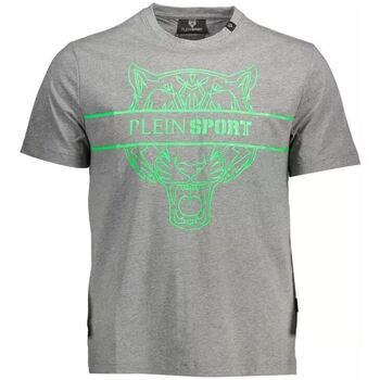 Textiel Heren T-shirts & Polo’s Philipp Plein Sport Grijs katoenen T-shirt met contrasterend detail Grijs