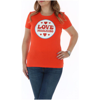 Textiel Dames Overhemden Love Moschino Oranje T-shirt met korte mouwen en ronde hals Oranje