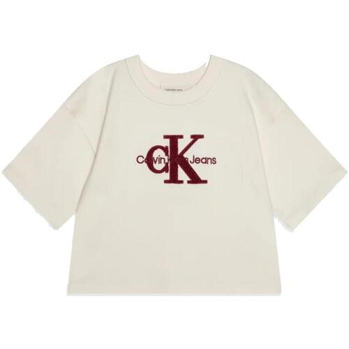 Textiel Meisjes T-shirts korte mouwen Calvin Klein Jeans  Wit