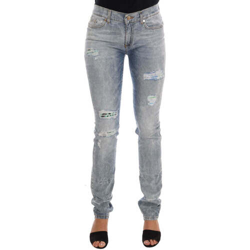 Textiel Dames Skinny Jeans Versace Blue Wash Gescheurde Stretch Slim Fit Jeans Blauw