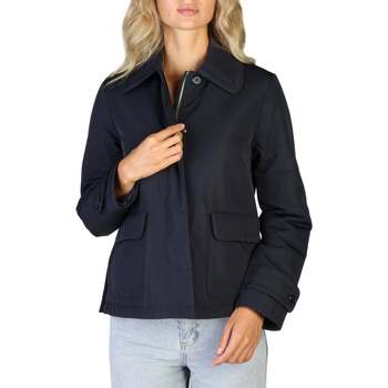 Textiel Dames Parka jassen Geox Zwart bomberjack met automatische knopen en ritssluiting Blauw