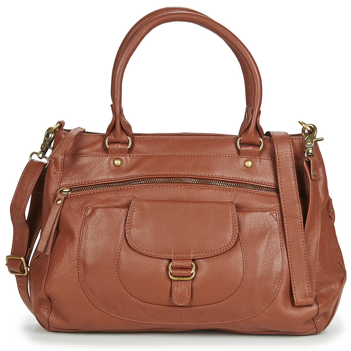 Tassen Dames Handtassen kort hengsel Betty London ETRAME Cognac