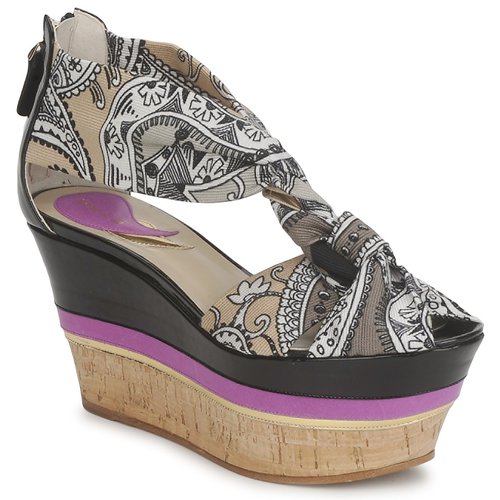 Buty Damskie Sandały Etro 3467 Szary / Czarny / Fioletowy